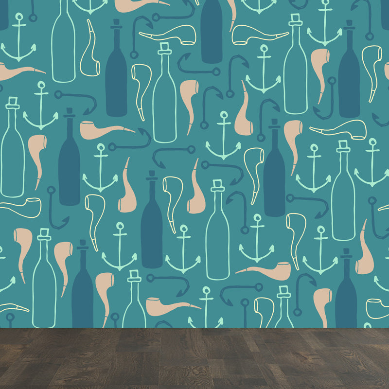 Mixed Pattern Wallpaper Mural Cartoon Non-Woven Fabric Wall Art for Boys Bedroom Green Clearhalo 'Wall Decor' 'Wall Mural' 1807648