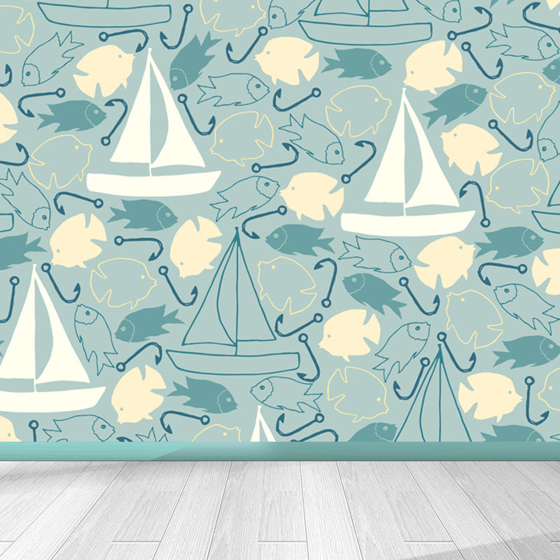 Mixed Pattern Wallpaper Mural Cartoon Non-Woven Fabric Wall Art for Boys Bedroom Clearhalo 'Wall Decor' 'Wall Mural' 1807655