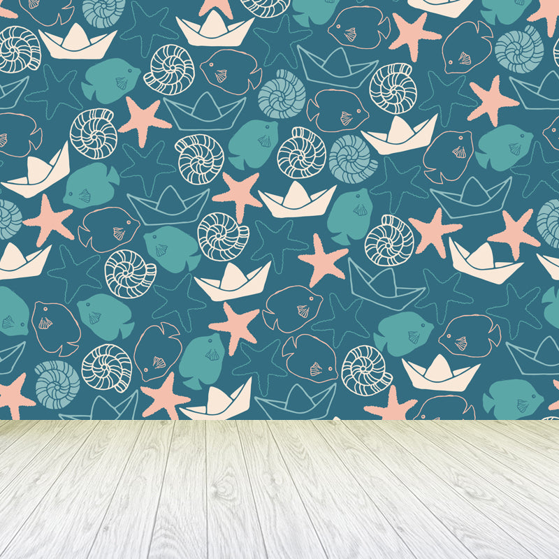 Mixed Pattern Wallpaper Mural Cartoon Non-Woven Fabric Wall Art for Boys Bedroom Dark Green Clearhalo 'Wall Decor' 'Wall Mural' 1807658