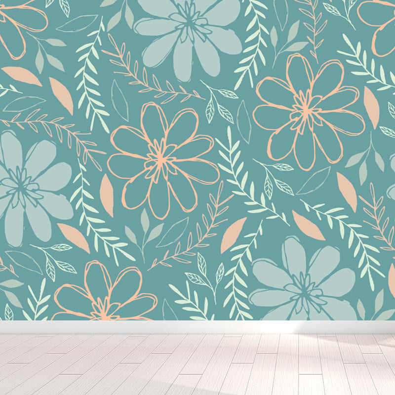 Smooth Botanics Wall Paper Mural Personalized Trendy Wall Covering for Accent Wall Clearhalo 'Wall Decor' 'Wall Mural' 1807669