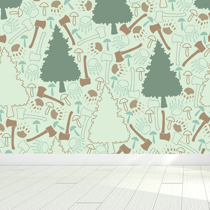 Smooth Botanics Wall Paper Mural Personalized Trendy Wall Covering for Accent Wall Light Green Clearhalo 'Wall Decor' 'Wall Mural' 1807673