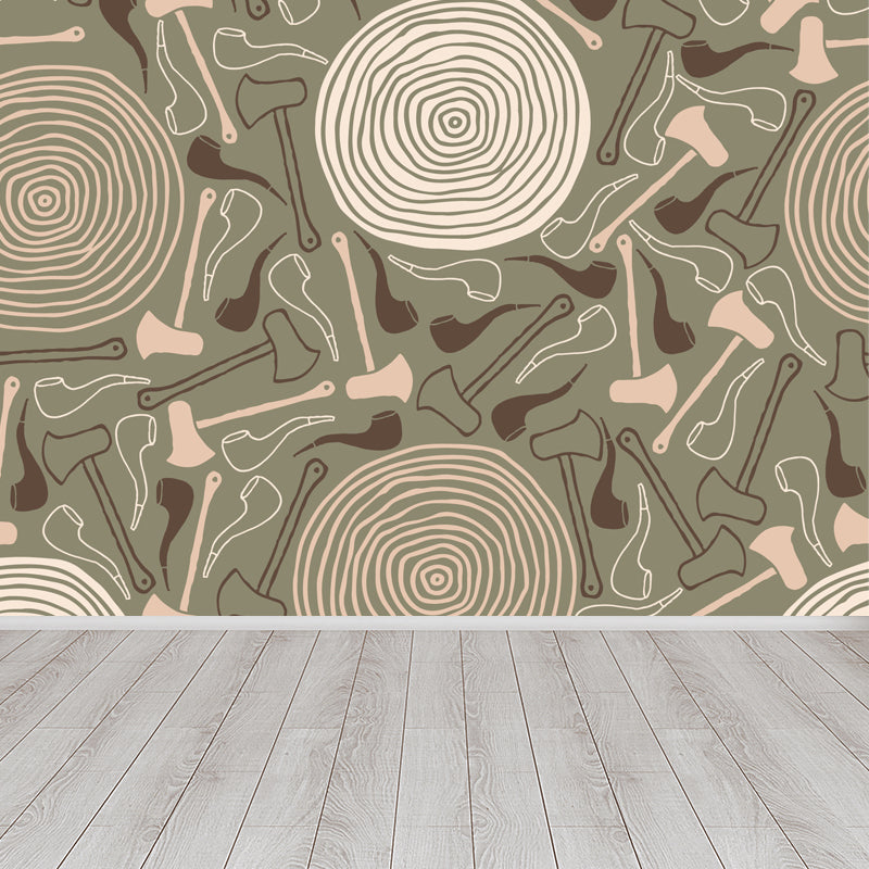 Smooth Botanics Wall Paper Mural Personalized Trendy Wall Covering for Accent Wall Dark Brown Clearhalo 'Wall Decor' 'Wall Mural' 1807678