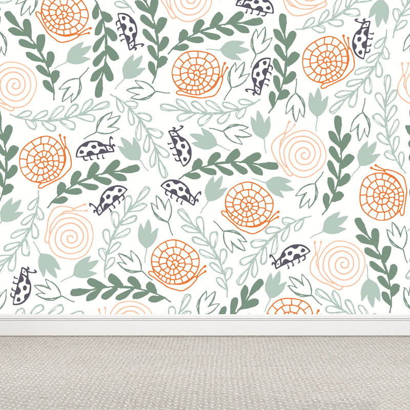 Smooth Botanics Wall Paper Mural Personalized Trendy Wall Covering for Accent Wall Light Orange Clearhalo 'Wall Decor' 'Wall Mural' 1807683