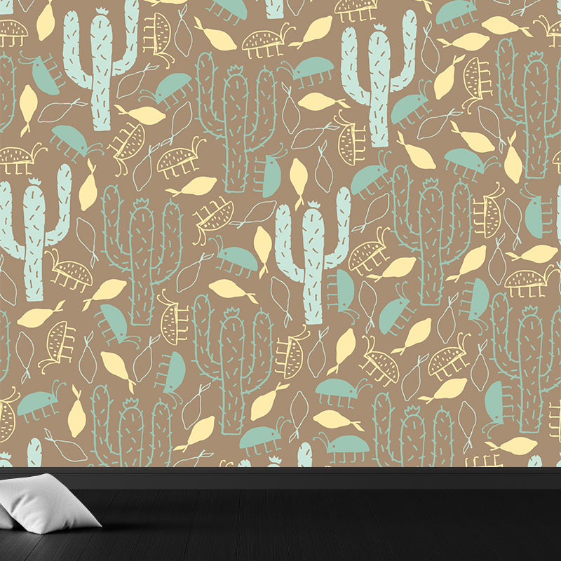 Smooth Botanics Wall Paper Mural Personalized Trendy Wall Covering for Accent Wall Clearhalo 'Wall Decor' 'Wall Mural' 1807689