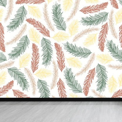 Big Leaves Print Wall Mural Decal Modern Stylish Botanic Wall Decor in Light Color Yellow Clearhalo 'Wall Decor' 'Wall Mural' 1807708