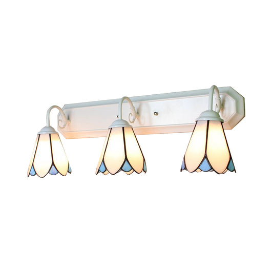 3 Lights Wall Mounted Lighting Tiffany Lily White Glass Sconce Light for Bedroom Clearhalo 'Industrial' 'Middle century wall lights' 'Tiffany wall lights' 'Tiffany' 'Wall Lamps & Sconces' 'Wall Lights' Lighting' 180771