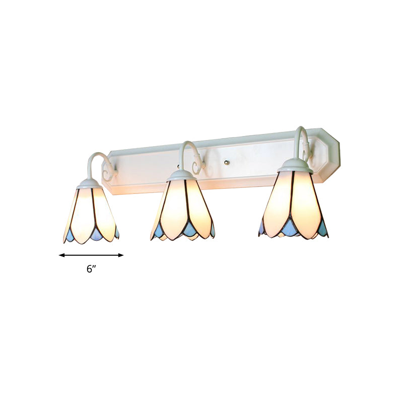 3 Lights Wall Mounted Lighting Tiffany Lily White Glass Sconce Light for Bedroom Clearhalo 'Industrial' 'Middle century wall lights' 'Tiffany wall lights' 'Tiffany' 'Wall Lamps & Sconces' 'Wall Lights' Lighting' 180772