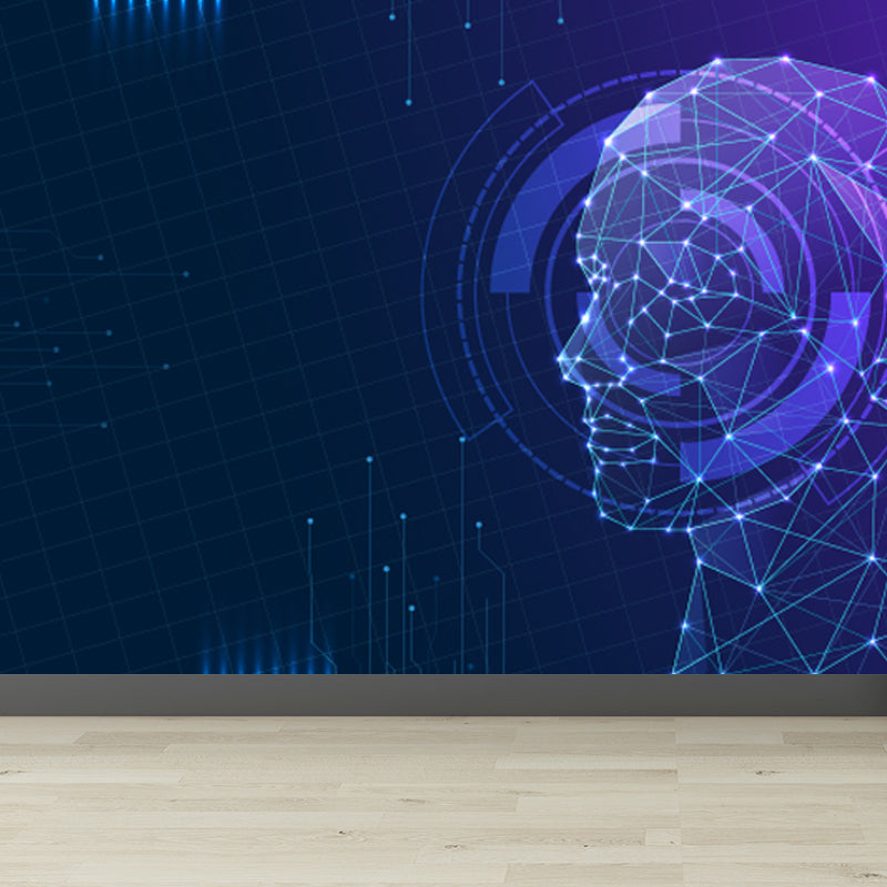 Home Decor Abstract Pattern Mural Wallpaper Customized Sci-Fi Wall Covering for Kitchen Blue Clearhalo 'Wall Decor' 'Wall Mural' 1807758