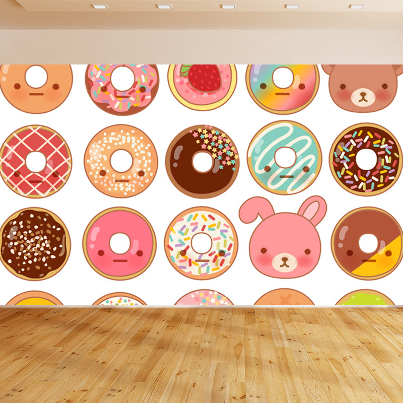 Stain-Proof Cartoon Foods Print Mural Non-Woven Children's Art Wall Decor for Kids Room Pink Clearhalo 'Wall Decor' 'Wall Mural' 1807768