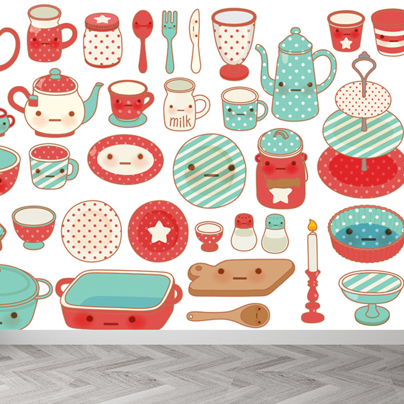 Stain-Proof Cartoon Foods Print Mural Non-Woven Children's Art Wall Decor for Kids Room Clearhalo 'Wall Decor' 'Wall Mural' 1807774