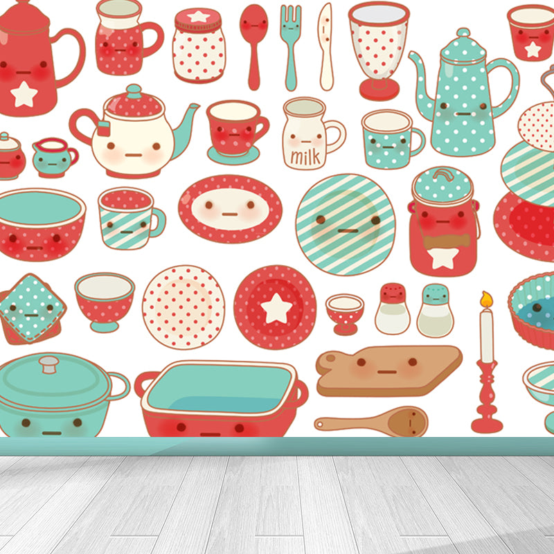 Stain-Proof Cartoon Foods Print Mural Non-Woven Children's Art Wall Decor for Kids Room Clearhalo 'Wall Decor' 'Wall Mural' 1807775