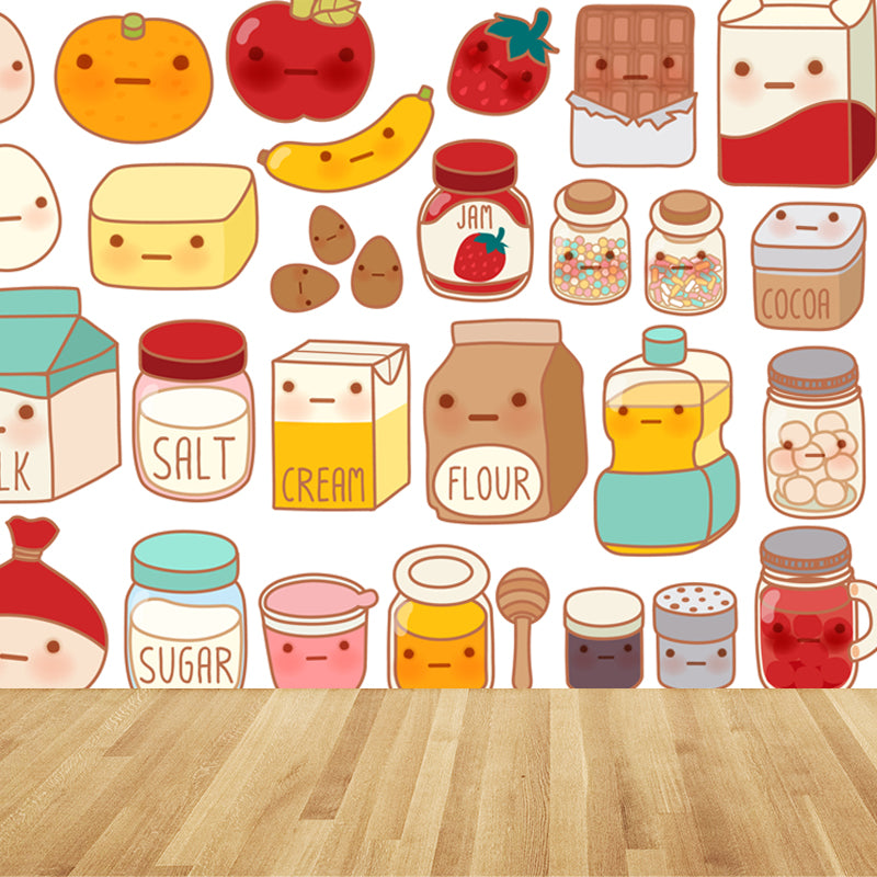Stain-Proof Cartoon Foods Print Mural Non-Woven Children's Art Wall Decor for Kids Room Clearhalo 'Wall Decor' 'Wall Mural' 1807779