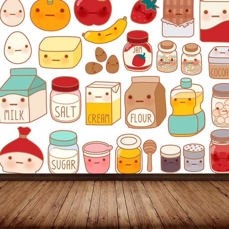 Stain-Proof Cartoon Foods Print Mural Non-Woven Children's Art Wall Decor for Kids Room Clearhalo 'Wall Decor' 'Wall Mural' 1807780