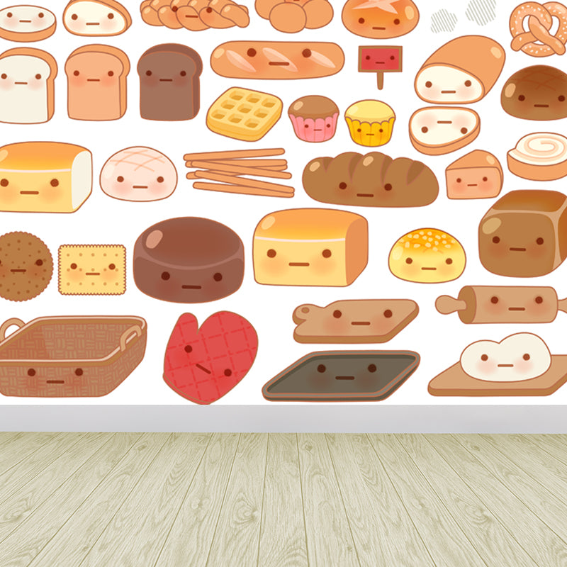Stain-Proof Cartoon Foods Print Mural Non-Woven Children's Art Wall Decor for Kids Room Dark Brown Clearhalo 'Wall Decor' 'Wall Mural' 1807783