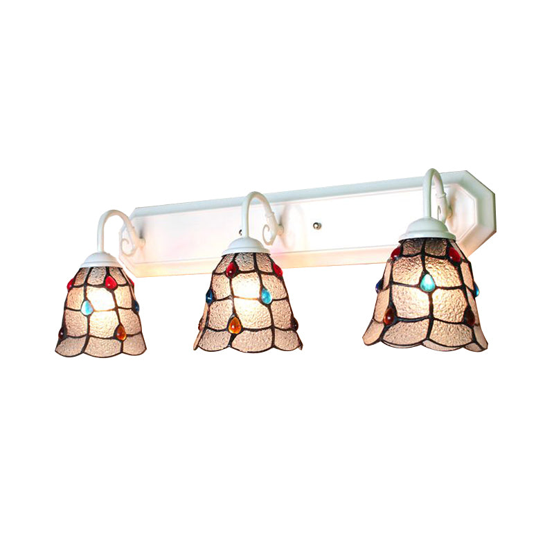 Clear Dimple Glass Flared Sconce Light Tiffany 3 Heads White Wall ...