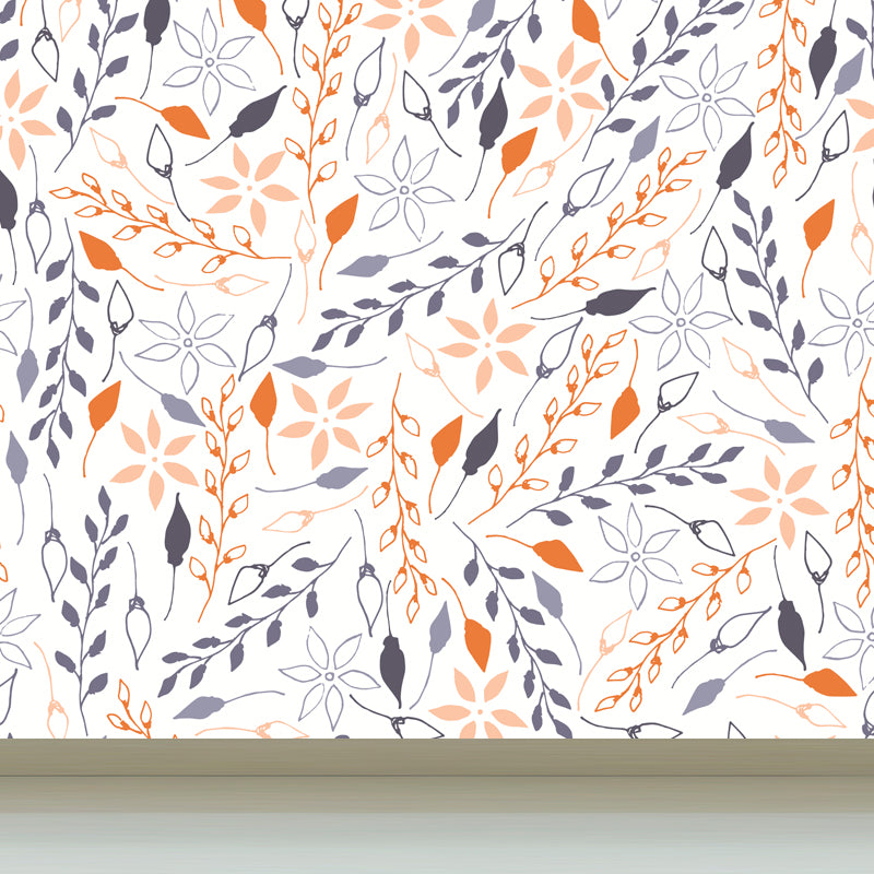 Botanical Print Mural Wallpaper Pastel Color Contemporary Wall Covering for Bedroom Clearhalo 'Wall Decor' 'Wall Mural' 1807804