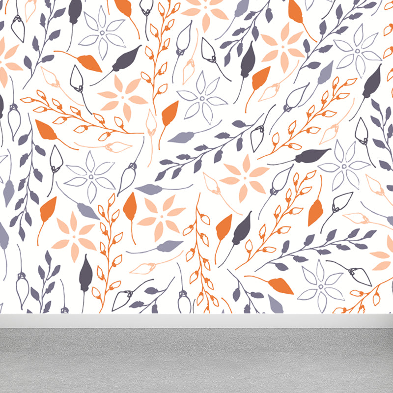 Botanical Print Mural Wallpaper Pastel Color Contemporary Wall Covering for Bedroom Clearhalo 'Wall Decor' 'Wall Mural' 1807805