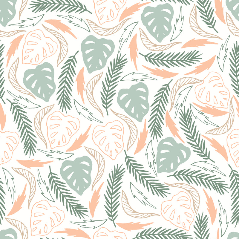 Modern Leaves Mural Decal Light Color Stain Resistant Wall Covering for Bathroom Clearhalo 'Wall Decor' 'Wall Mural' 1807826