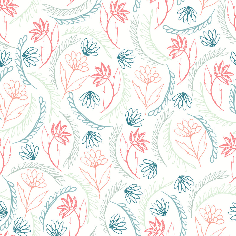 Modern Leaves Mural Decal Light Color Stain Resistant Wall Covering for Bathroom Clearhalo 'Wall Decor' 'Wall Mural' 1807831