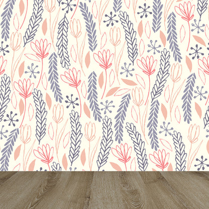 Modern Leaves Mural Decal Light Color Stain Resistant Wall Covering for Bathroom Orange Clearhalo 'Wall Decor' 'Wall Mural' 1807838