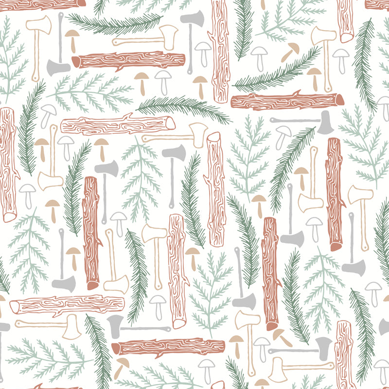 Illustration Leaves Pattern Wall Mural for Living Room, Pastel Color, Personalized Clearhalo 'Wall Decor' 'Wall Mural' 1807861