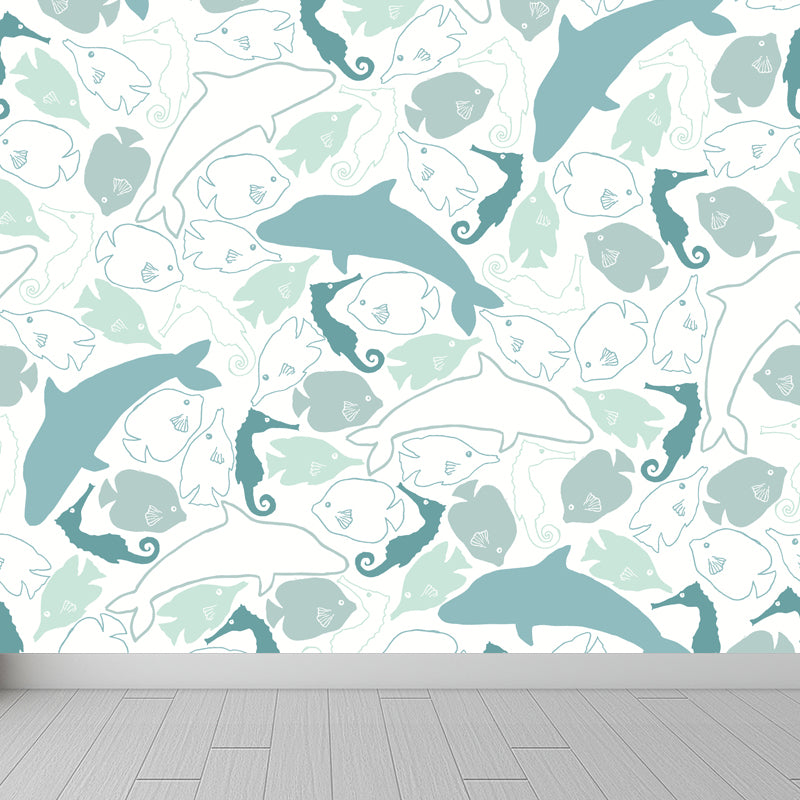 Extra Large Animals Print Mural Soft Color Non-Woven Wall Art for Home Decor, Personalised Clearhalo 'Wall Decor' 'Wall Mural' 1807894