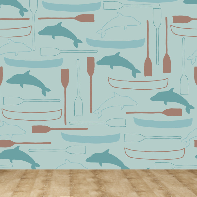 Extra Large Animals Print Mural Soft Color Non-Woven Wall Art for Home Decor, Personalised Dark Green Clearhalo 'Wall Decor' 'Wall Mural' 1807903