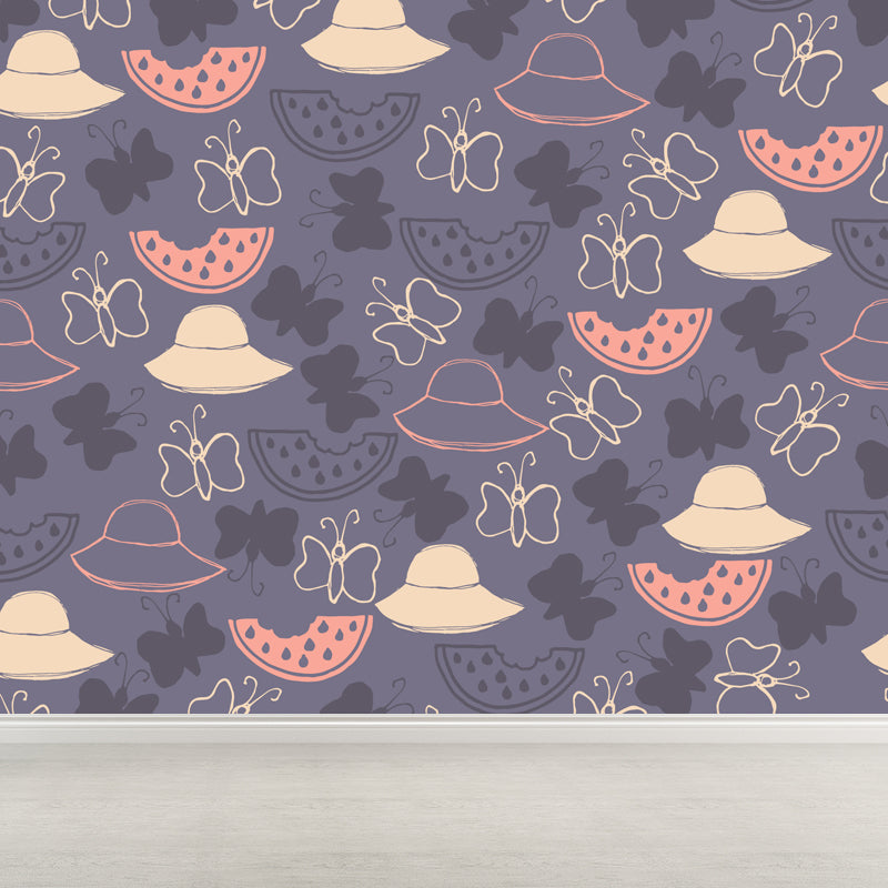 Extra Large Animals Print Mural Soft Color Non-Woven Wall Art for Home Decor, Personalised Purple Clearhalo 'Wall Decor' 'Wall Mural' 1807908