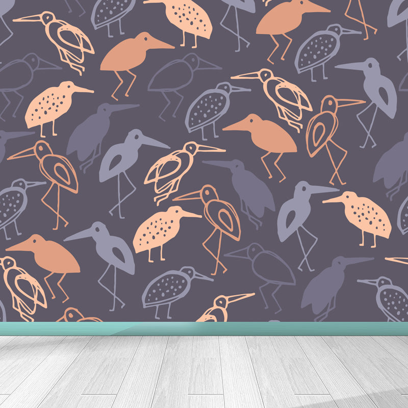 Extra Large Animals Print Mural Soft Color Non-Woven Wall Art for Home Decor, Personalised Dark Purple Clearhalo 'Wall Decor' 'Wall Mural' 1807913