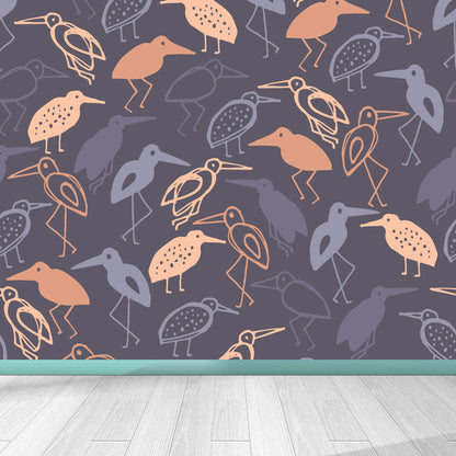 Extra Large Animals Print Mural Soft Color Non-Woven Wall Art for Home Decor, Personalised Dark Purple Clearhalo 'Wall Decor' 'Wall Mural' 1807913