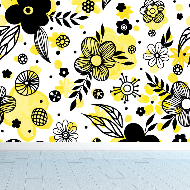 Soft Color Florentine Mural Wallpaper for Decoration Modern Living Room Wall Art Dark Yellow Clearhalo 'Wall Decor' 'Wall Mural' 1807928