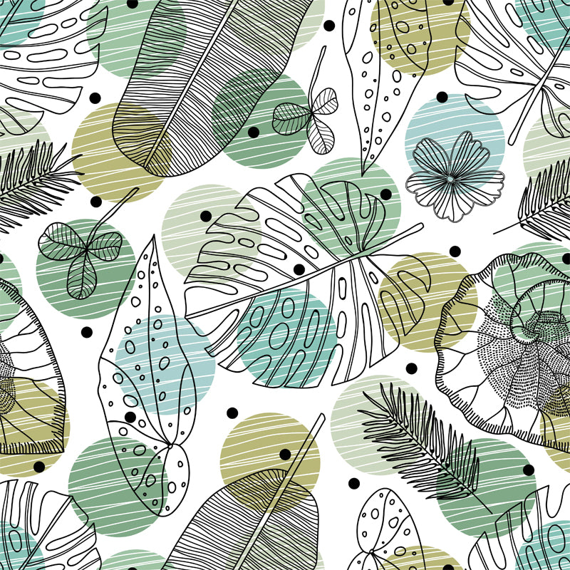 Contemporary Botanical Print Mural Decal Soft Color Dining Room Wall Covering, Custom Clearhalo 'Wall Decor' 'Wall Mural' 1807946