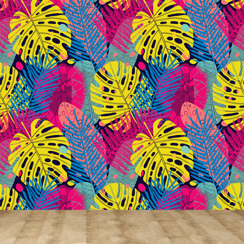 Contemporary Botanical Print Mural Decal Soft Color Dining Room Wall Covering, Custom Clearhalo 'Wall Decor' 'Wall Mural' 1807954