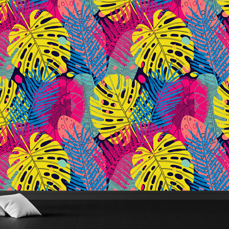 Contemporary Botanical Print Mural Decal Soft Color Dining Room Wall Covering, Custom Clearhalo 'Wall Decor' 'Wall Mural' 1807955