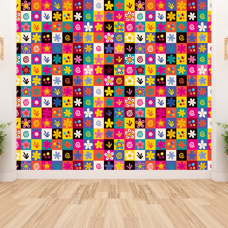 Contemporary Botanical Print Mural Decal Soft Color Dining Room Wall Covering, Custom Rose Red Clearhalo 'Wall Decor' 'Wall Mural' 1807963