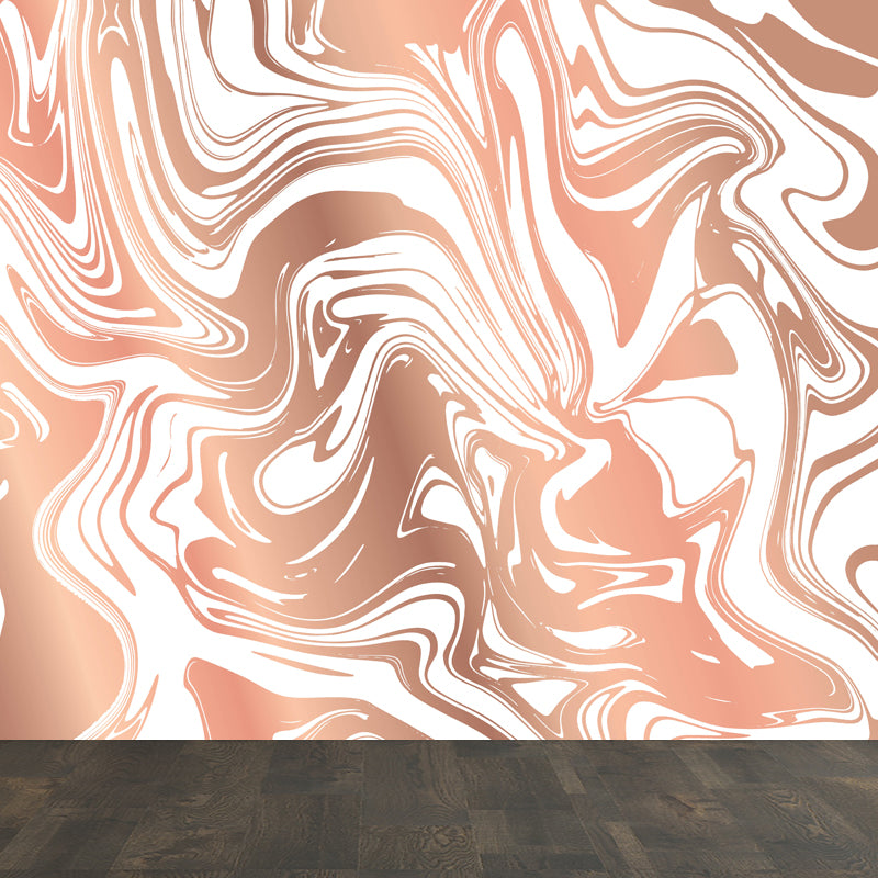 Modern Abstract Mural Wallpaper for Guest Room Customised Wall Decor in Pastel Color Rose Gold Clearhalo 'Wall Decor' 'Wall Mural' 1807983