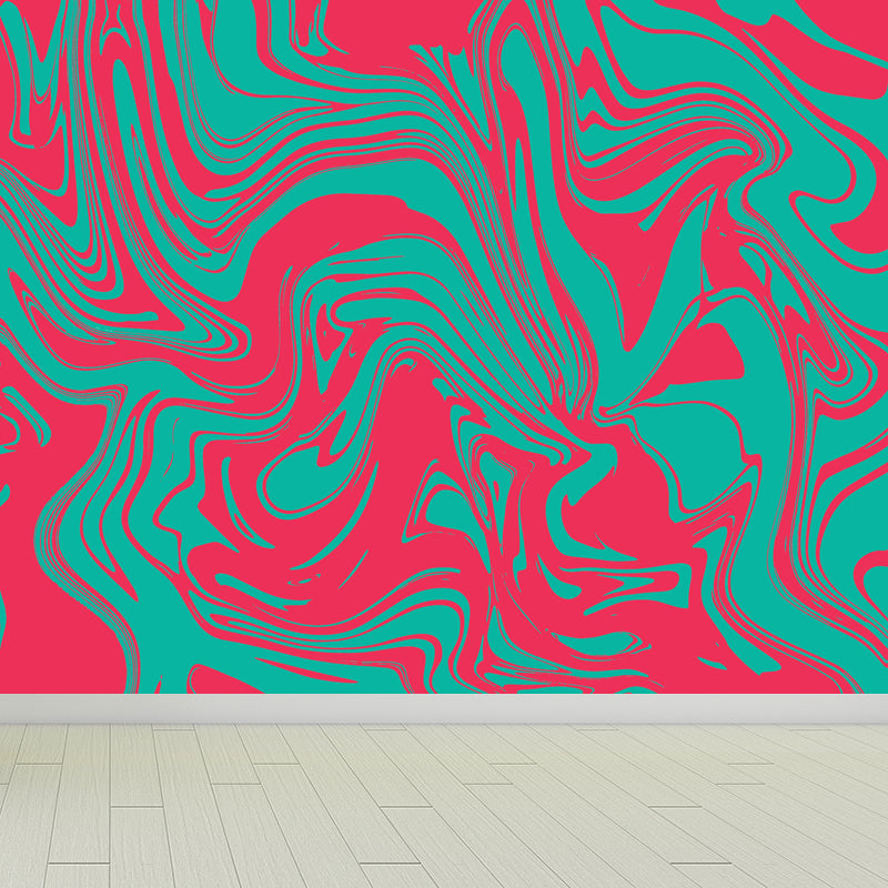 Modern Abstract Mural Wallpaper for Guest Room Customised Wall Decor in Pastel Color Crimson Clearhalo 'Wall Decor' 'Wall Mural' 1807988