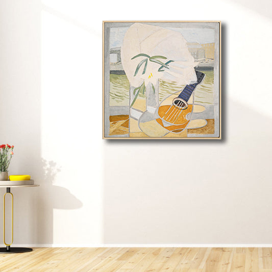 Yellow Guitar Painting Musical Traditional Textured Canvas Wall Art for Living Room Clearhalo 'Art Gallery' 'Canvas Art' 'Traditional' Arts' 1808029