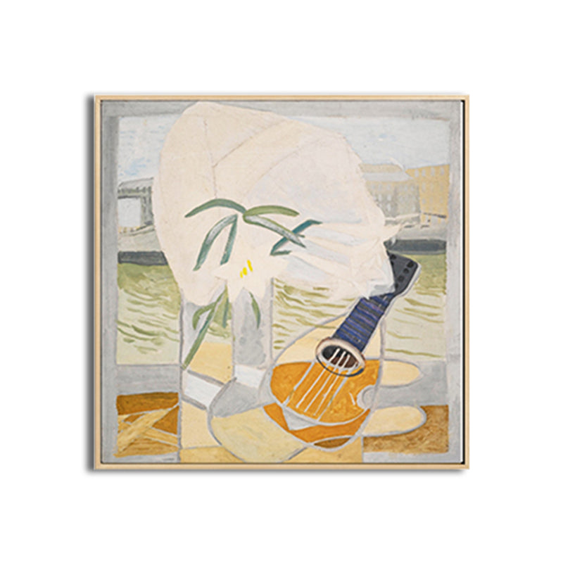 Yellow Guitar Painting Musical Traditional Textured Canvas Wall Art for Living Room Clearhalo 'Art Gallery' 'Canvas Art' 'Traditional' Arts' 1808031