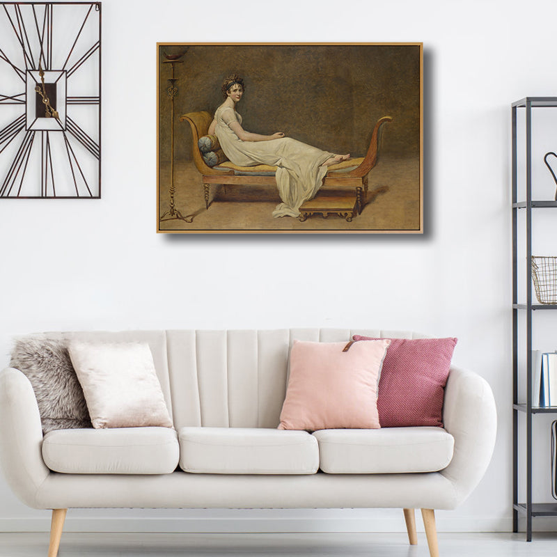 Woman on the Chair Painting Brown Retro Style Canvas Art for Bedroom, Optional Sizes Clearhalo 'Arts' 'Canvas Art' 1808074