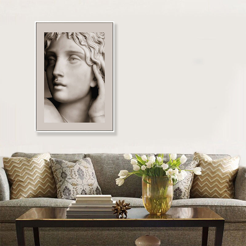 Light Color Angel Sculpture Art Print Figure Modern Textured Canvas for Living Room Clearhalo 'Art Gallery' 'Canvas Art' 'Contemporary Art Gallery' 'Modern' Arts' 1808081