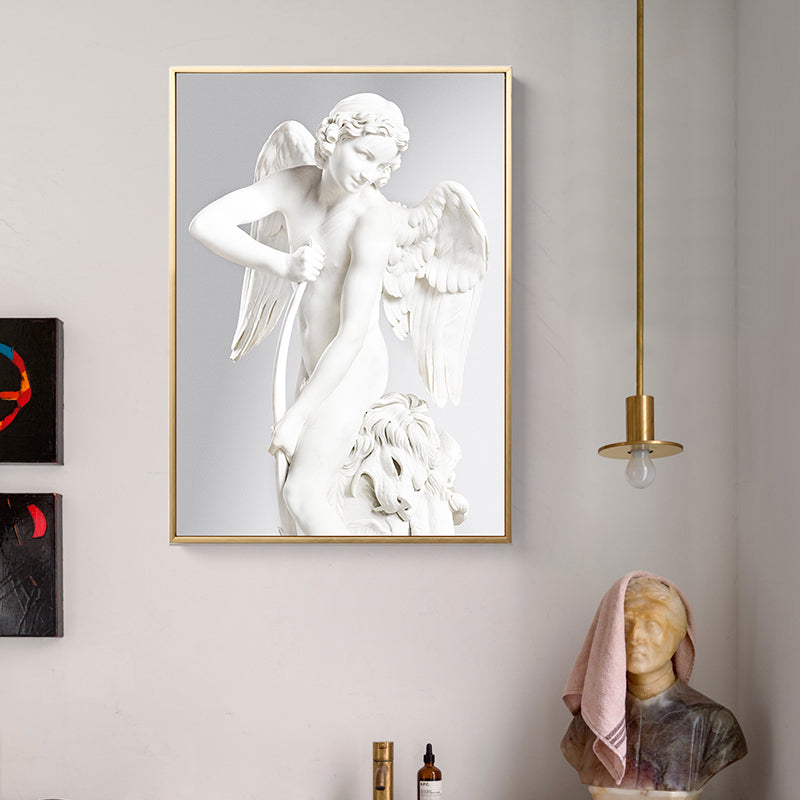 Light Color Angel Sculpture Art Print Figure Modern Textured Canvas for Living Room White Clearhalo 'Art Gallery' 'Canvas Art' 'Contemporary Art Gallery' 'Modern' Arts' 1808087