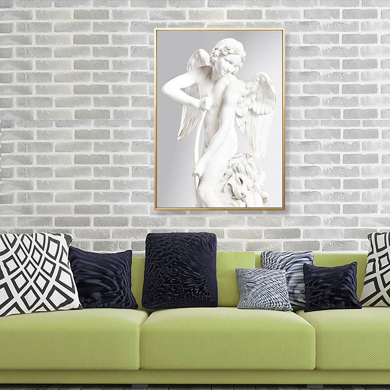 Light Color Angel Sculpture Art Print Figure Modern Textured Canvas for Living Room Clearhalo 'Art Gallery' 'Canvas Art' 'Contemporary Art Gallery' 'Modern' Arts' 1808088