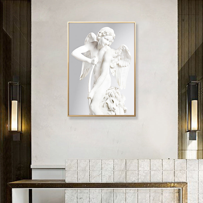 Light Color Angel Sculpture Art Print Figure Modern Textured Canvas for Living Room Clearhalo 'Art Gallery' 'Canvas Art' 'Contemporary Art Gallery' 'Modern' Arts' 1808089