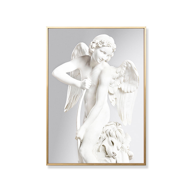 Light Color Angel Sculpture Art Print Figure Modern Textured Canvas for Living Room Clearhalo 'Art Gallery' 'Canvas Art' 'Contemporary Art Gallery' 'Modern' Arts' 1808090