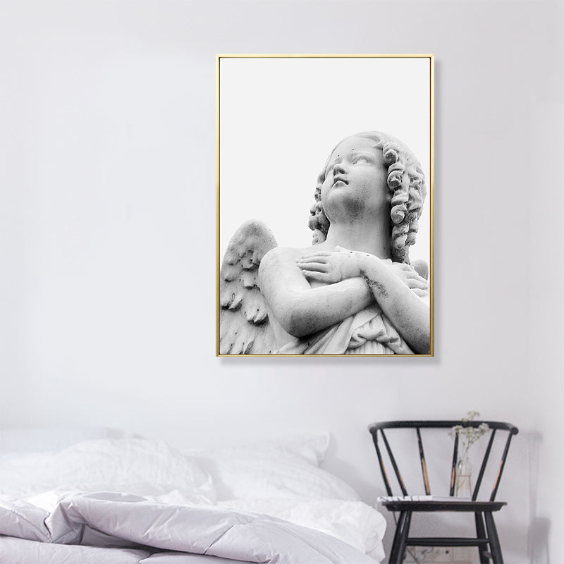 Light Color Angel Sculpture Art Print Figure Modern Textured Canvas for Living Room Clearhalo 'Art Gallery' 'Canvas Art' 'Contemporary Art Gallery' 'Modern' Arts' 1808093