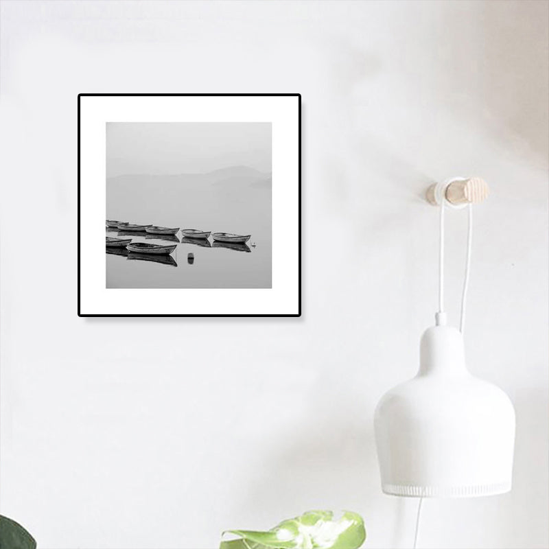Textured Grey Canvas Modern Style Photograph Print Boat on the River Wall Art Decor Clearhalo 'Art Gallery' 'Canvas Art' 'Contemporary Art Gallery' 'Modern' Arts' 1808116