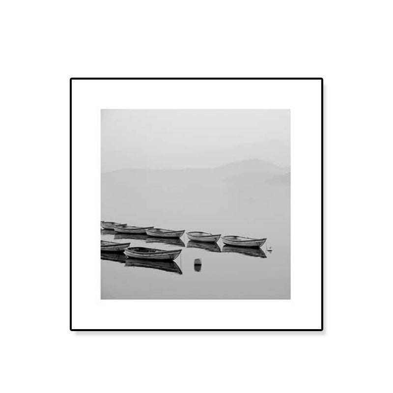 Textured Grey Canvas Modern Style Photograph Print Boat on the River Wall Art Decor Clearhalo 'Art Gallery' 'Canvas Art' 'Contemporary Art Gallery' 'Modern' Arts' 1808117