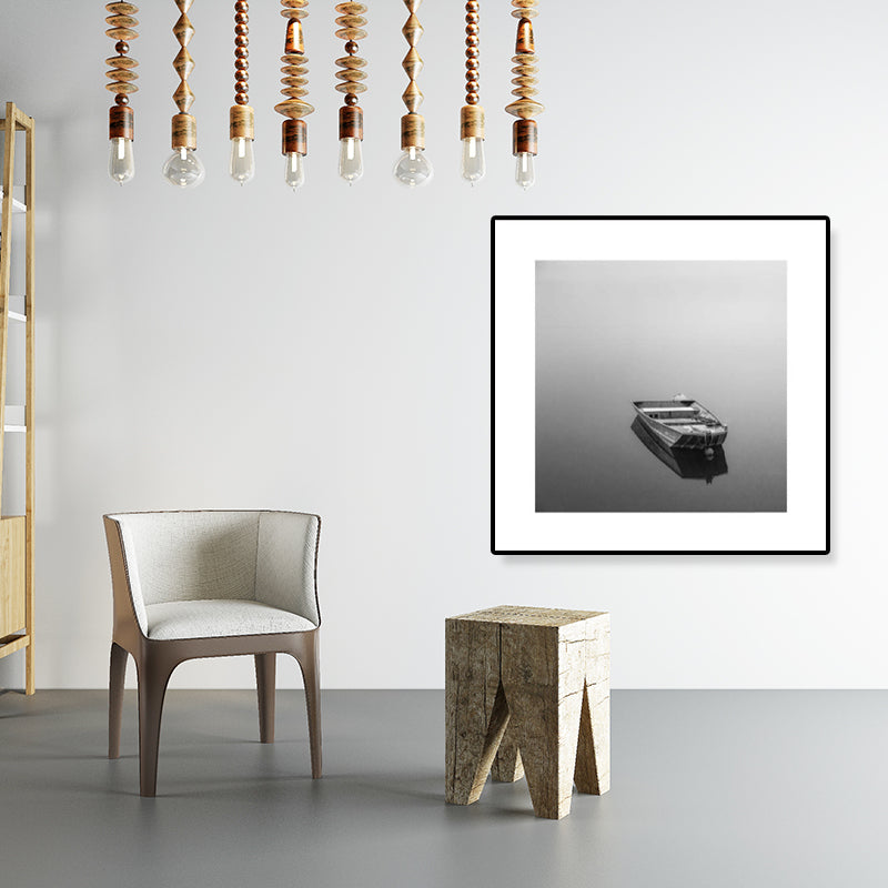 Textured Grey Canvas Modern Style Photograph Print Boat on the River Wall Art Decor Light Gray Clearhalo 'Art Gallery' 'Canvas Art' 'Contemporary Art Gallery' 'Modern' Arts' 1808125