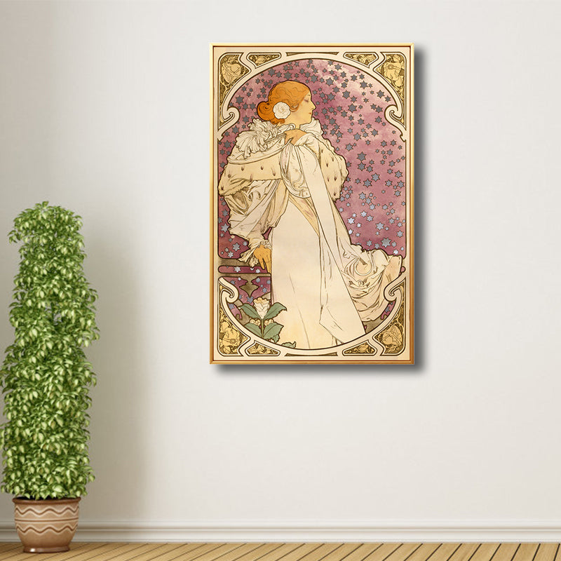Art Nouveau Religion Canvas Pastel Color Painting Print Woman Wall Decor for Home - Purple - Clearhalo - 'Arts' - 'Canvas Art' - 1808166